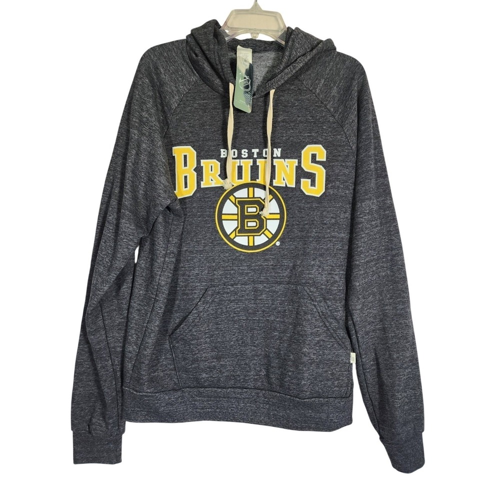 Boston Bruins NWT L Hoodie NHL Licensed Gray Pullover Sweatshirt Fanware Hockey